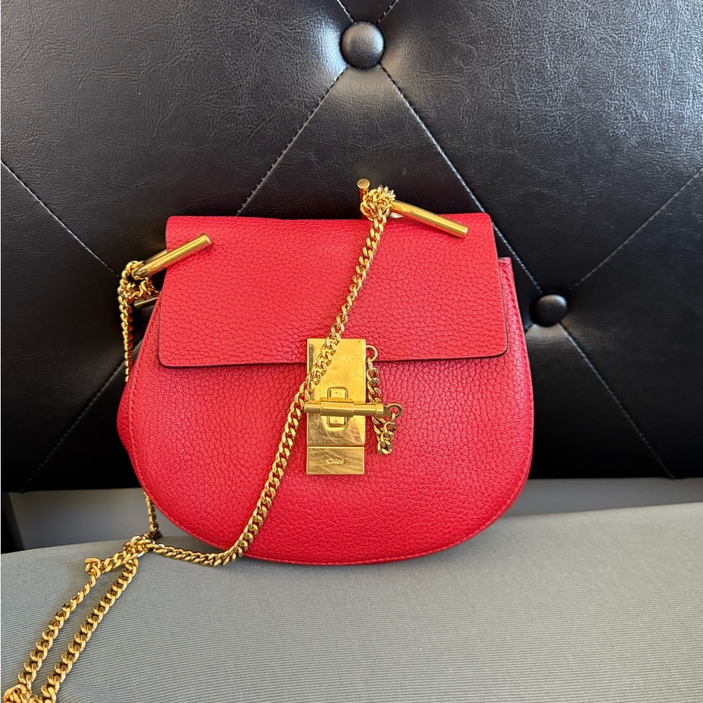Chloé Drew (COA incl) Leather Chain Shoulder Bag - Gold Hardware